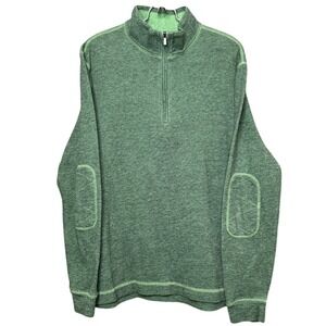 Bugatchi Uomo Men's Green Quarter Zip Pullover Sweater Long Sleeve Size L Casual